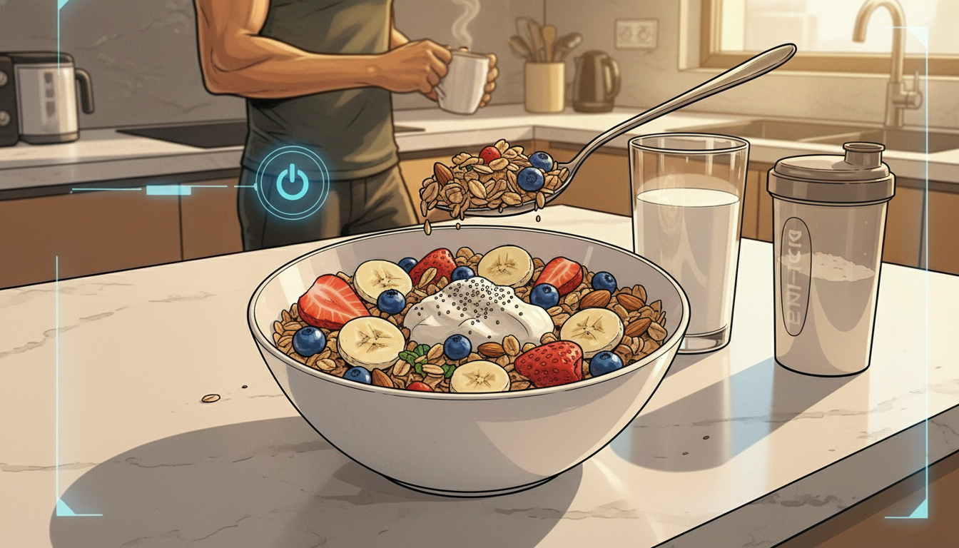 Frühstücksmüsli mit Skyr in Comic Style